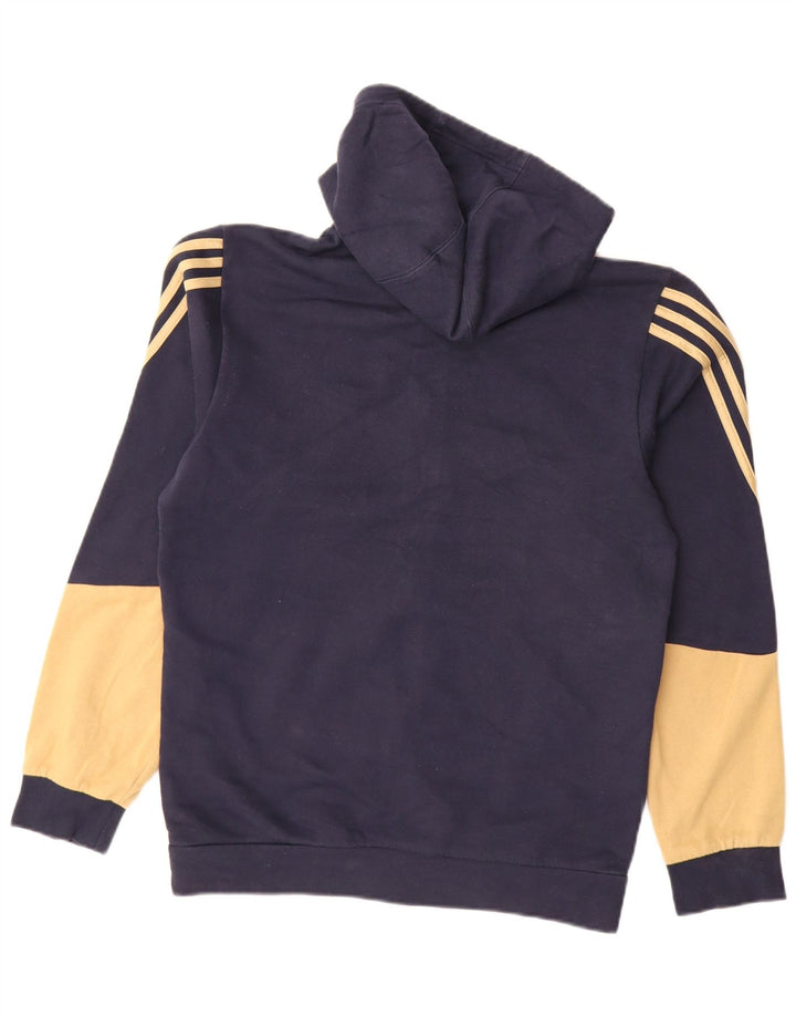 ADIDAS Mens Zip Hoodie Sweater Small Navy Blue Colourblock Cotton