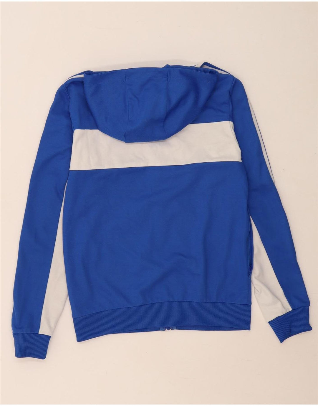 ADIDAS Mens Zip Hoodie Sweater XS Blue Colourblock Cotton