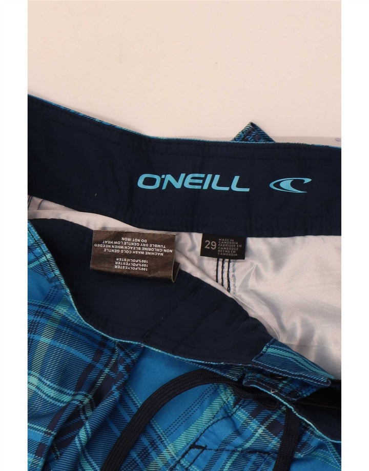 O'Neill Mens Swimming Shorts Small  Blue Check Polyester