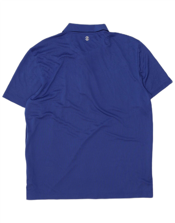 Izod Mens Polo Shirt XL Blue Gingham Polyester