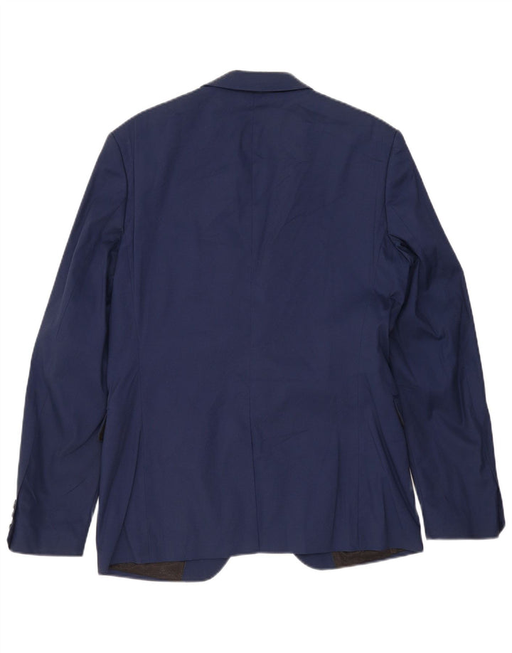 Zara Mens 2 Button Blazer Jacket EU 50 Medium Navy Blue Cotton