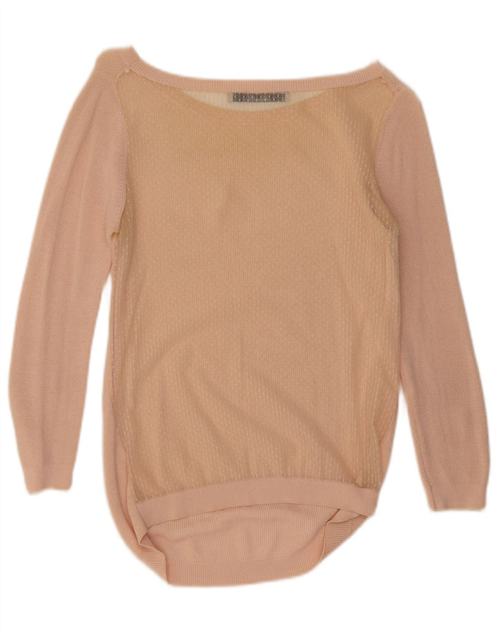 ZARA Womens Boat Neck Jumper Sweater UK 10 Small Pink
