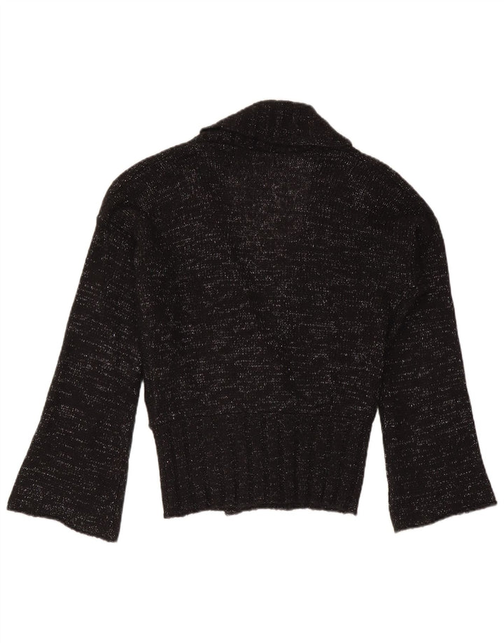 Sisley Womens Cardigan Sweater UK 14 Medium Black Flecked