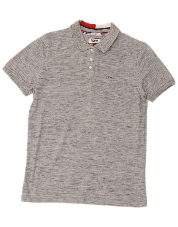 Tommy Hilfiger Mens Slim Fit Polo Shirt Large Grey Flecked Cotton