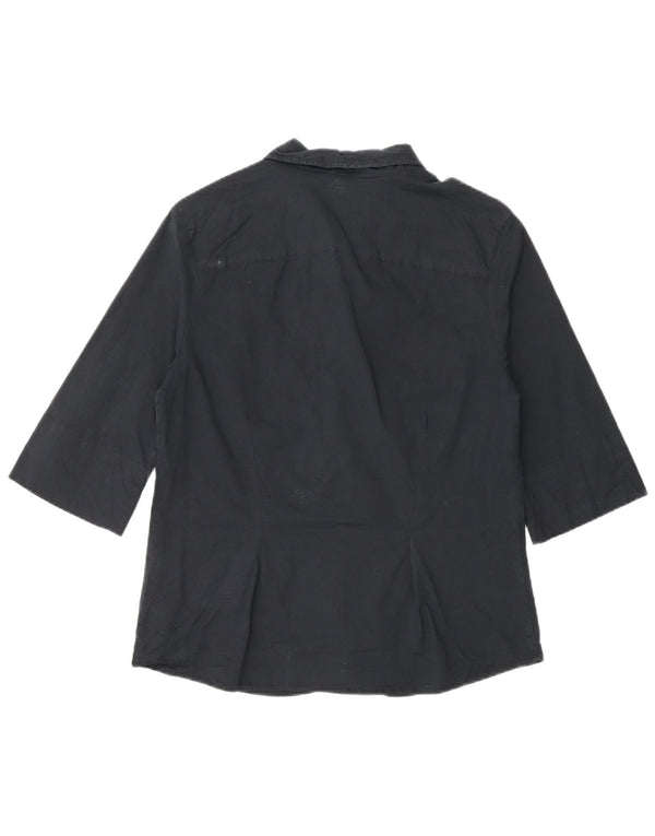 Levi's Womens 3/4 Sleeve Shirt UK 14 Large Black Cotton