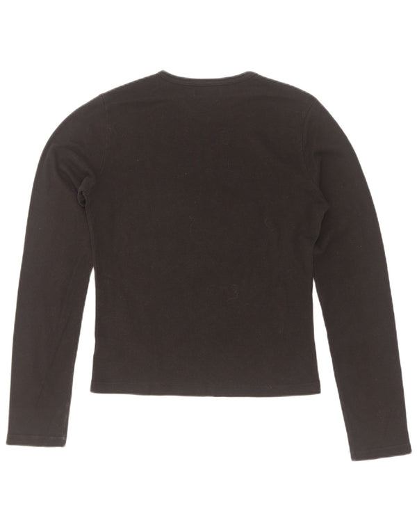 Onyx Womens Crop Top Long Sleeve UK 14 Large Black Cotton