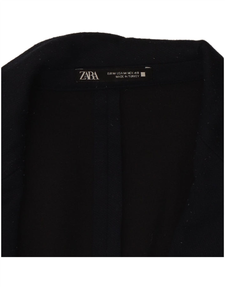 Zara Mens 2 Button Blazer Jacket UK 38 Medium Navy Blue Polyester