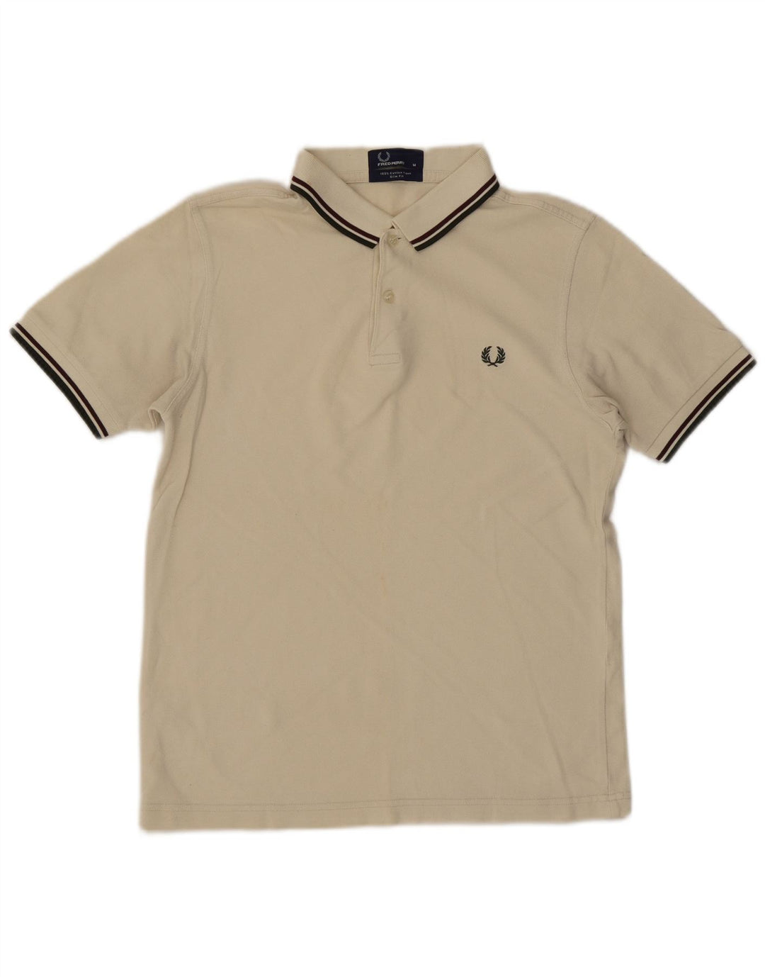 Fred Perry Mens Slim Fit Polo Shirt Medium Off White Cotton
