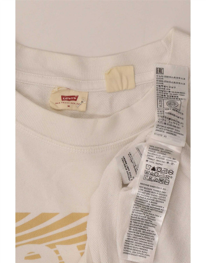Levi's Womens Graphic Oversized Sweatshirt Jumper UK 14 Medium White Cotton