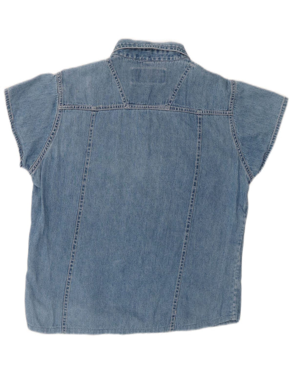 Mondial Womens Short Sleeve Denim Shirt UK 14 Large Blue