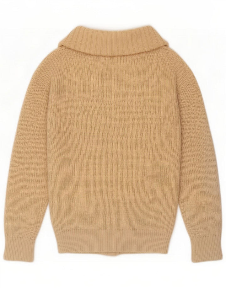 Vintage Mens Cardigan Sweater Medium Beige Wool