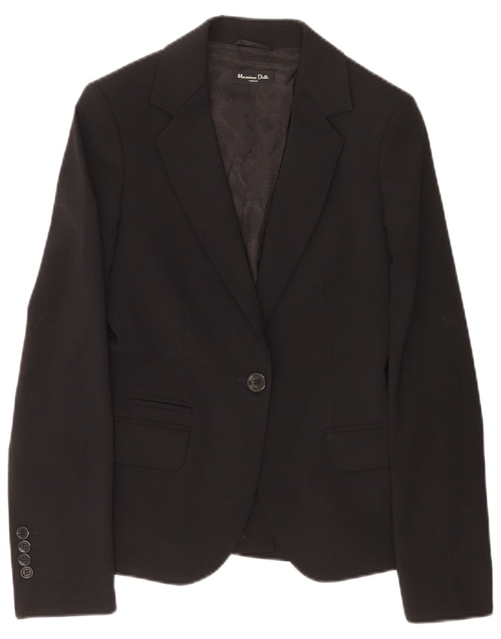 Massimo Dutti Womens 1 Button Blazer Jacket EU 38 Small Black Wool