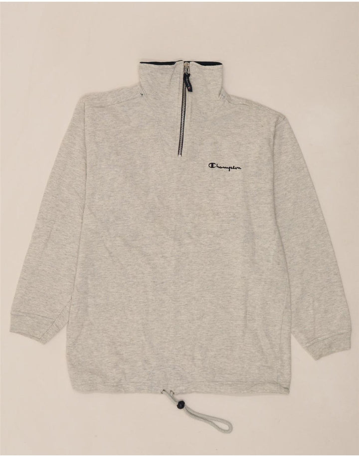 CHAMPION Mens Zip Neck Sweatshirt Jumper Small Grey Cotton Vintage Champion and Second-Hand Champion from Messina Hembry 