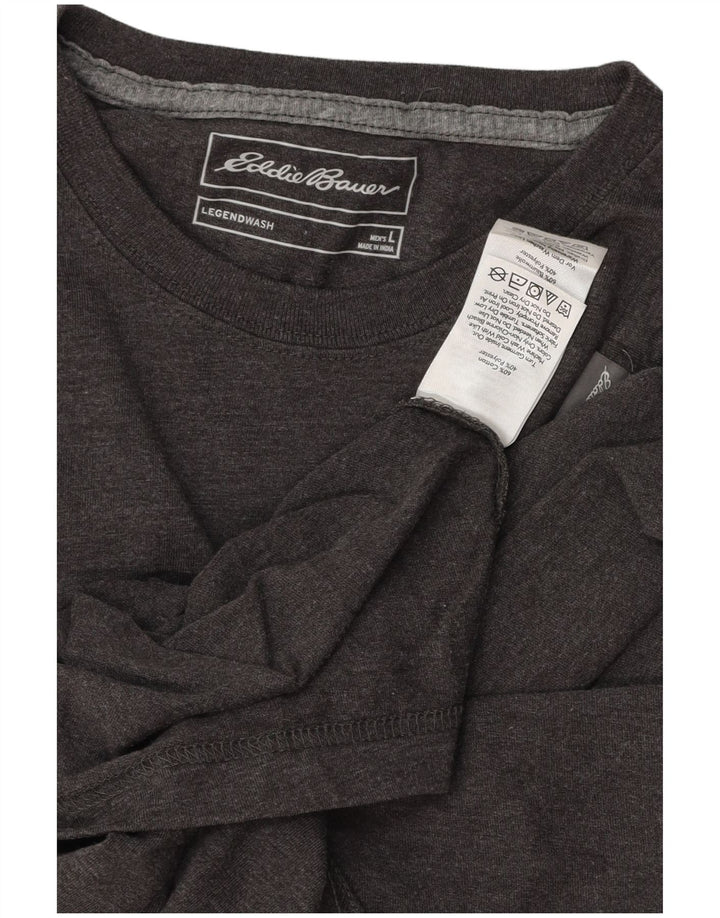 EDDIE BAUER Mens Top Long Sleeve Large Grey Cotton