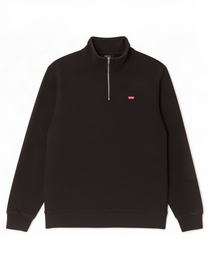Levi's Mens Standard Zip Neck Sweatshirt Jumper Large Black Cotton