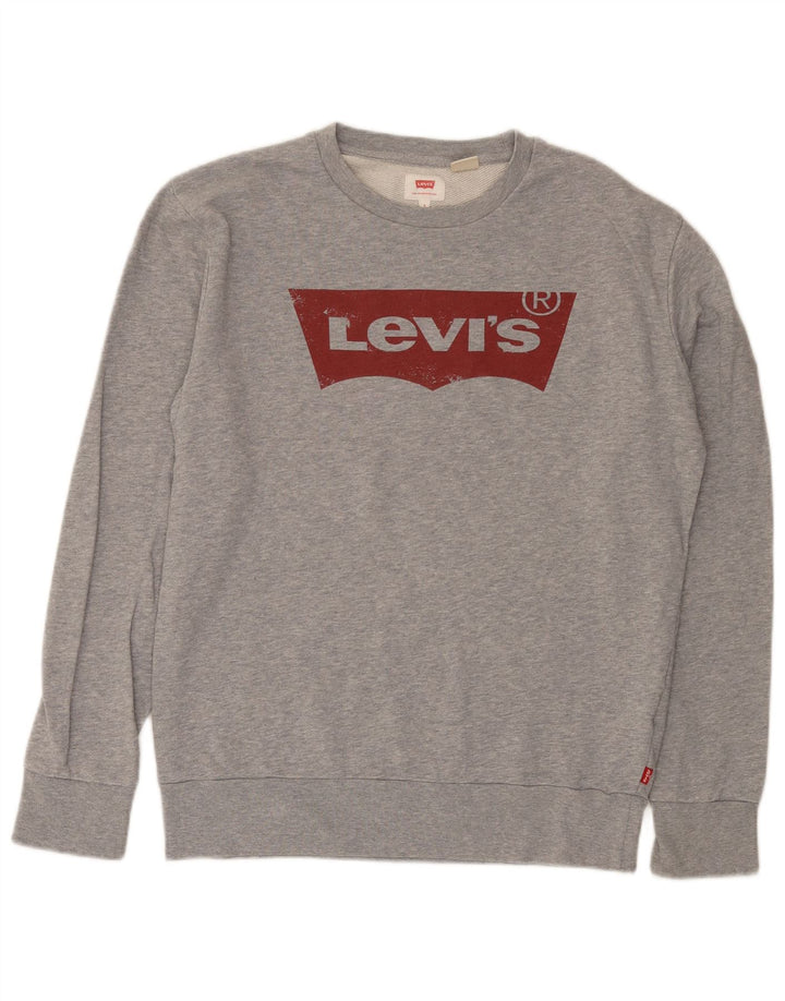 Levi's Mens Graphic Sweatshirt Jumper Small Grey Cotton