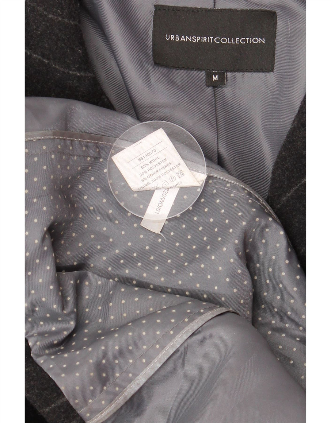 URBAN SPIRIT Mens Overcoat UK 38 Medium Black Striped Wool