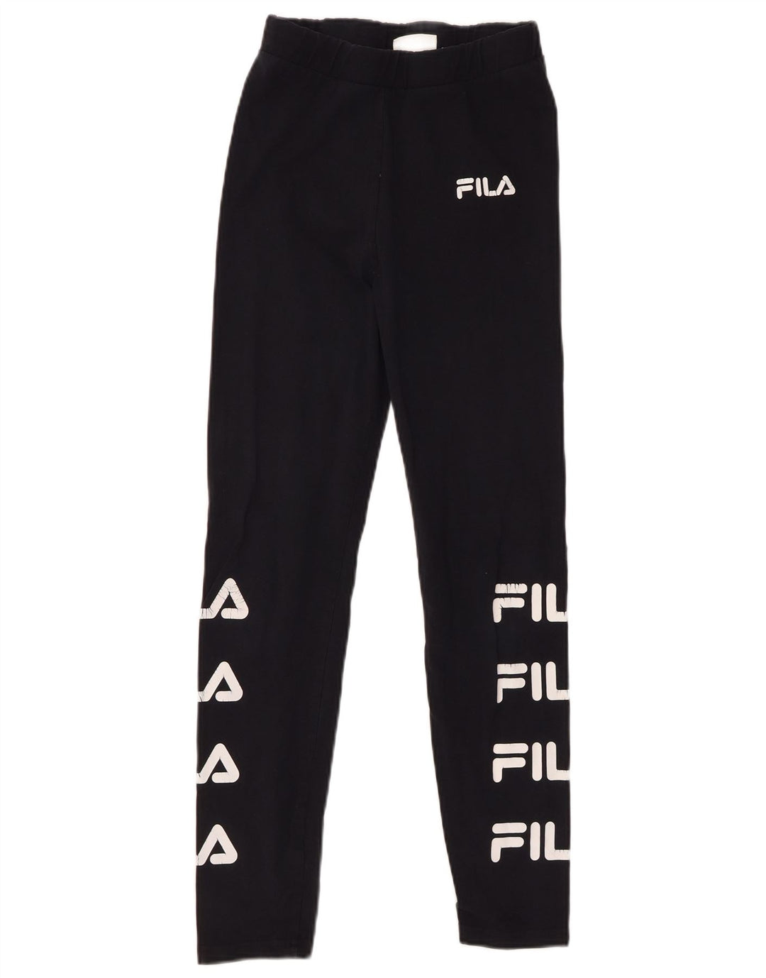 FILA Womens Graphic Leggings UK 10 Small Black Cotton