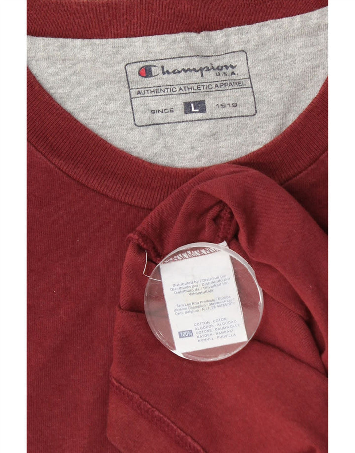 CHAMPION Mens Graphic T-Shirt Top Large Maroon Cotton