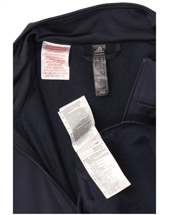 Adidas Boys Graphic Tracksuit Top Jacket 15-16 Years Navy Blue Polyester
