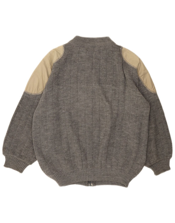 VINTAGE Womens Cardigan Sweater UK 18 XL Grey Colourblock