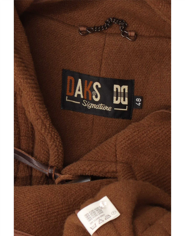 DAKS Mens Hooded Duffle Coat IT 48 Medium Brown Wool