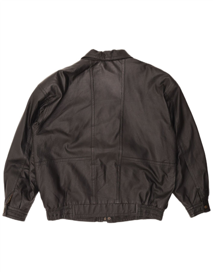 CANDA Mens Leather Jacket UK 44 2XL Black Leather