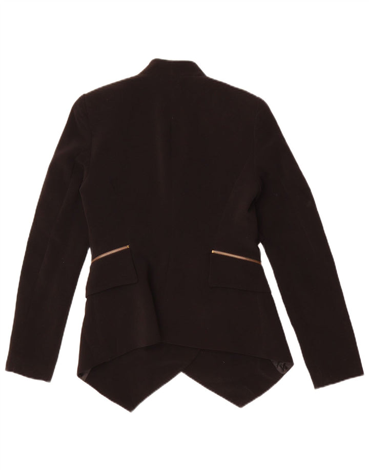 ZARA Womens Open Blazer Jacket UK 6 XS Black Acetate