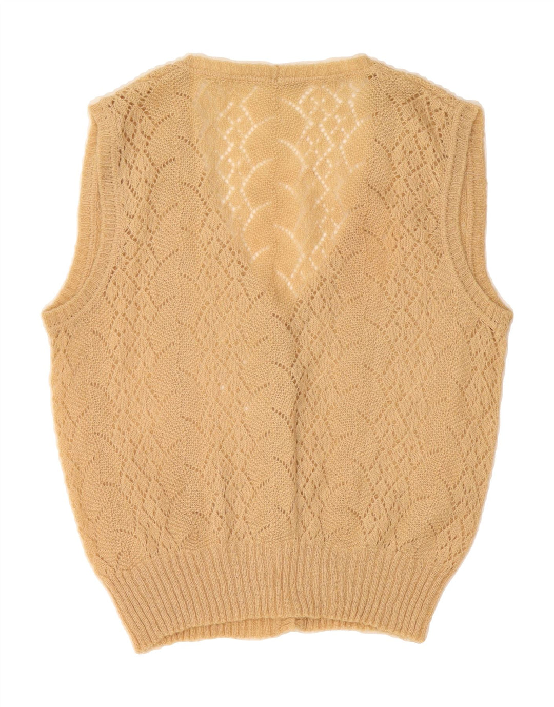 VINTAGE Womens Sleeveless Cardigan Sweater IT 44 Medium Beige Polyamide Vintage Vintage and Second-Hand Vintage from Messina Hembry 