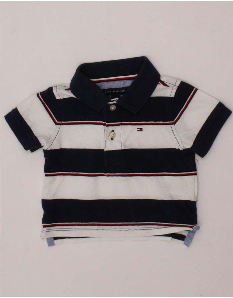 TOMMY HILFIGER Baby Boys Polo Shirt 3-6 Months Black Striped Cotton Vintage Tommy Hilfiger and Second-Hand Tommy Hilfiger from Messina Hembry 
