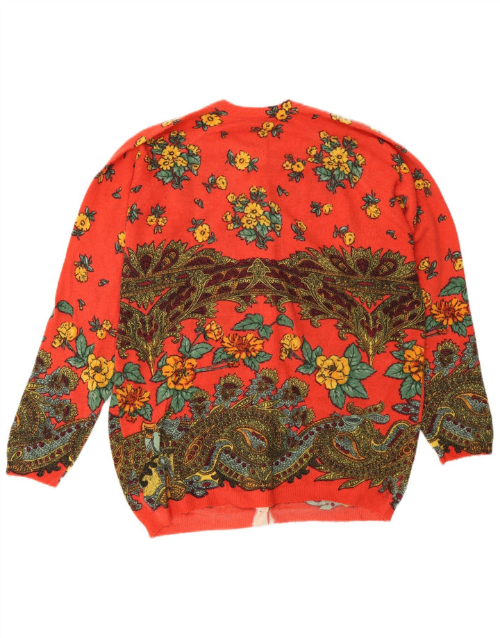 Vintage Womens Cardigan Sweater IT 44 Medium Red Floral