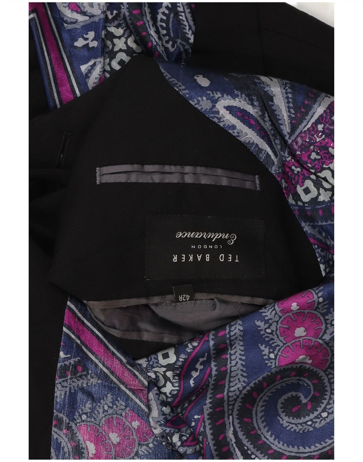 TED BAKER Mens 2 Button Blazer Jacket UK 42 XL Black Wool