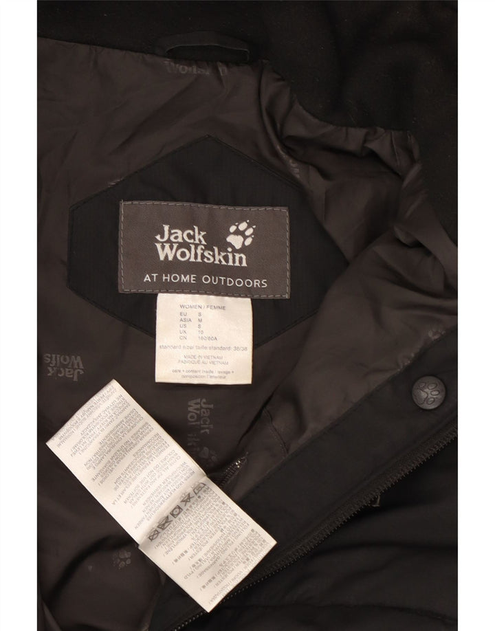 Jack Wolfskin Womens Hooded Padded Coat UK 10 Small Black Polyester