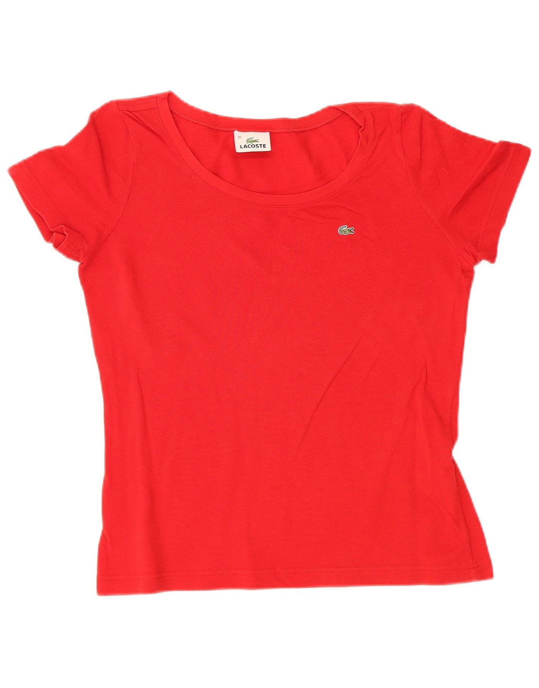 LACOSTE Womens T-Shirt Top Size 36 Small Red Cotton