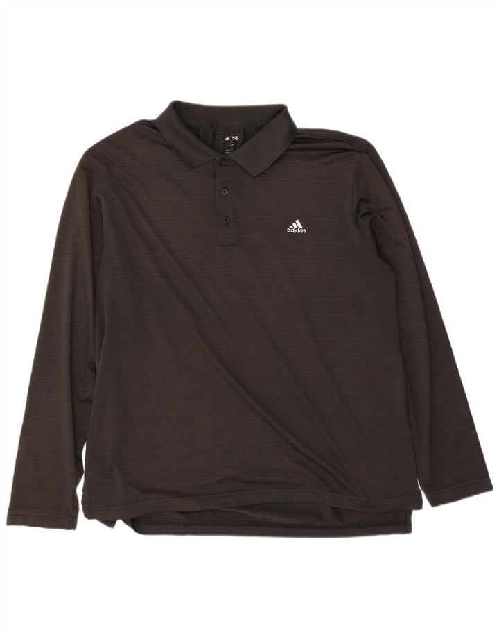 Adidas Mens Long Sleeve Polo Shirt XL Black Polyester