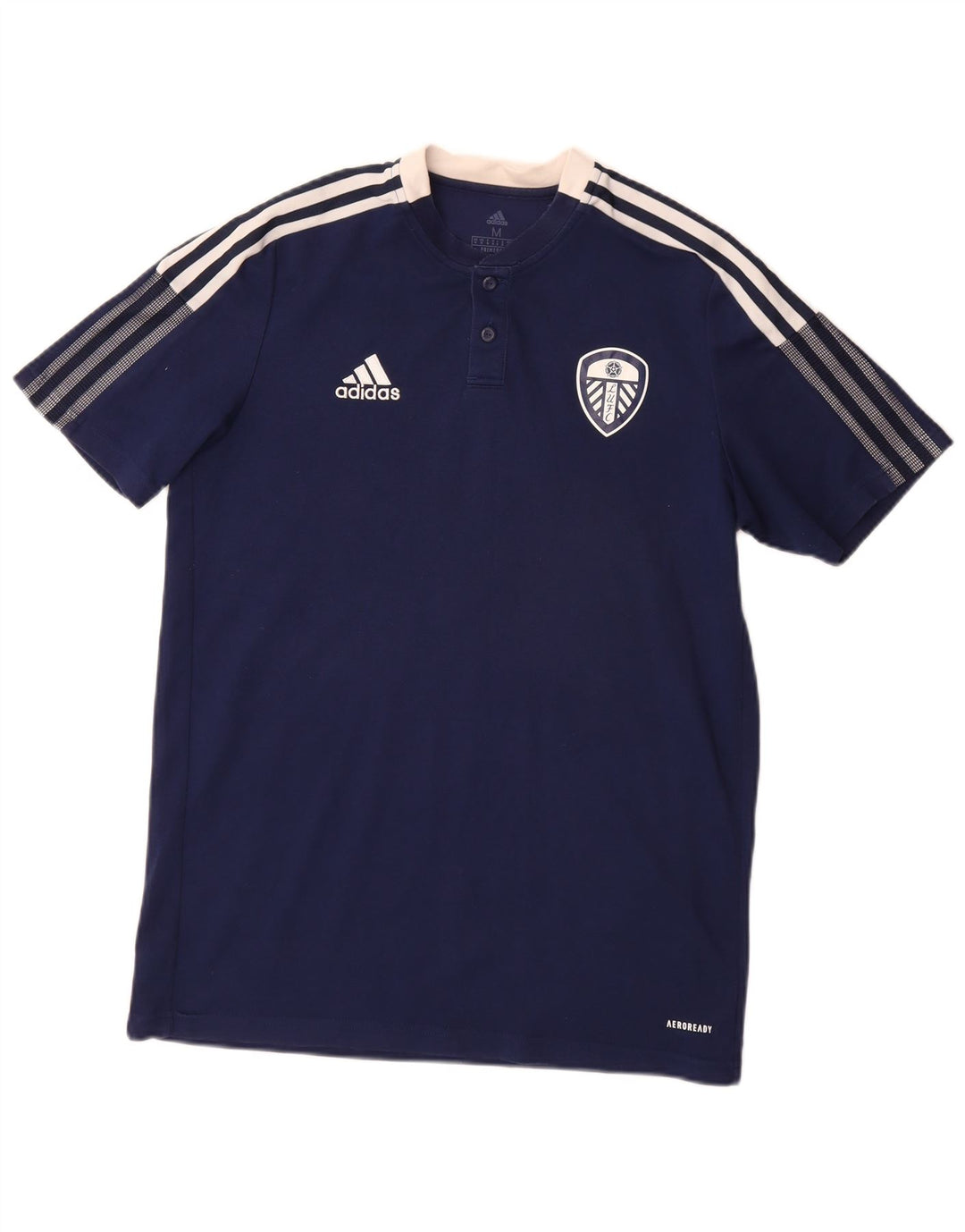 ADIDAS Mens Leeds united football club T-Shirt Top Medium Navy Blue Cotton