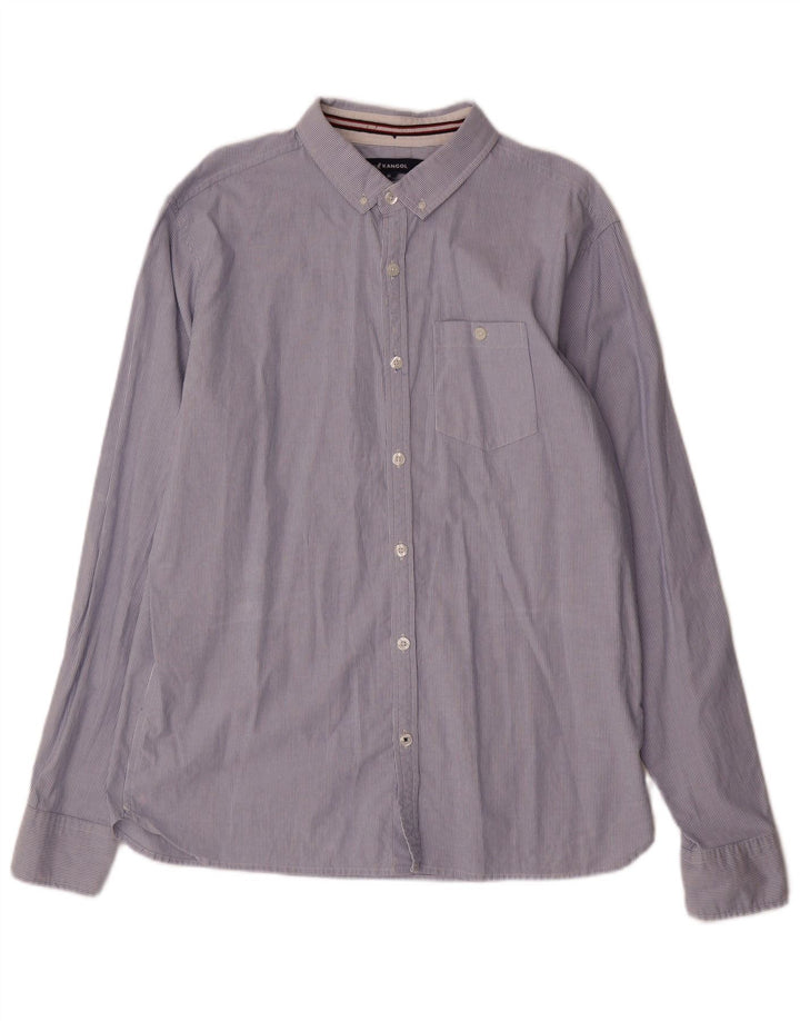 KANGOL Mens Shirt XL Blue Pinstripe Cotton