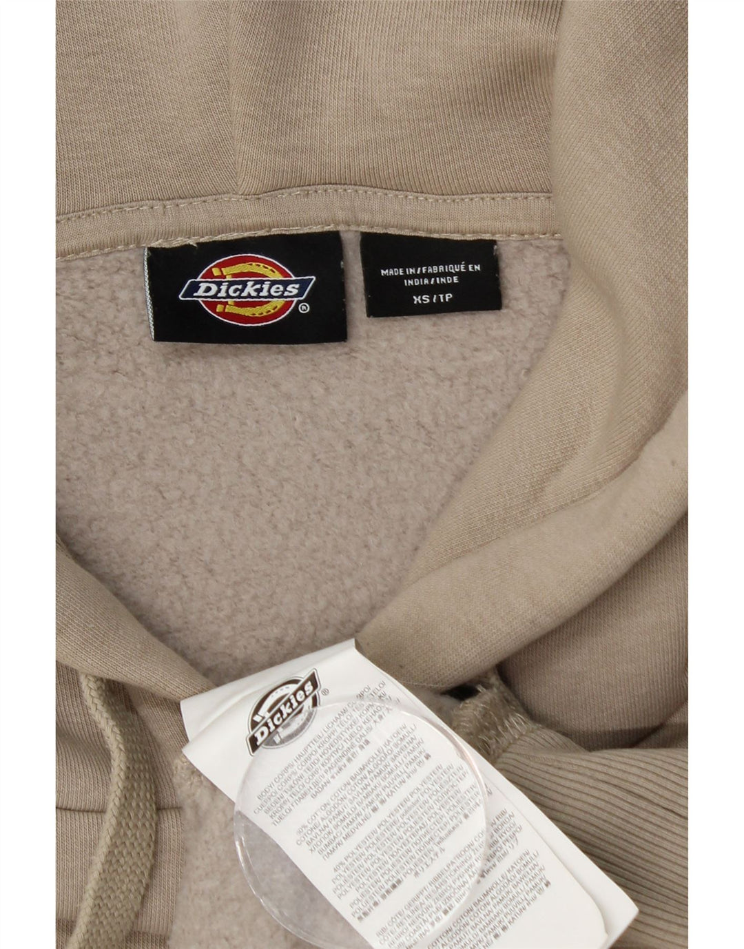 DICKIES Mens Loose Fit Hoodie Jumper XS Beige Cotton