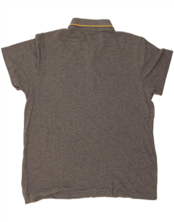 Puma Mens Polo Shirt Large Grey Striped Cotton