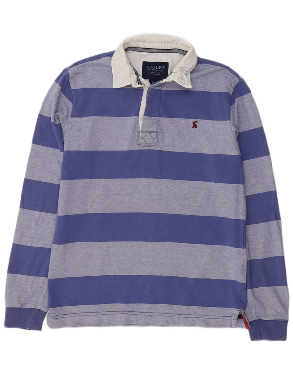 Joules Mens Long Sleeve Rugby Polo Shirt Small Blue Striped Cotton