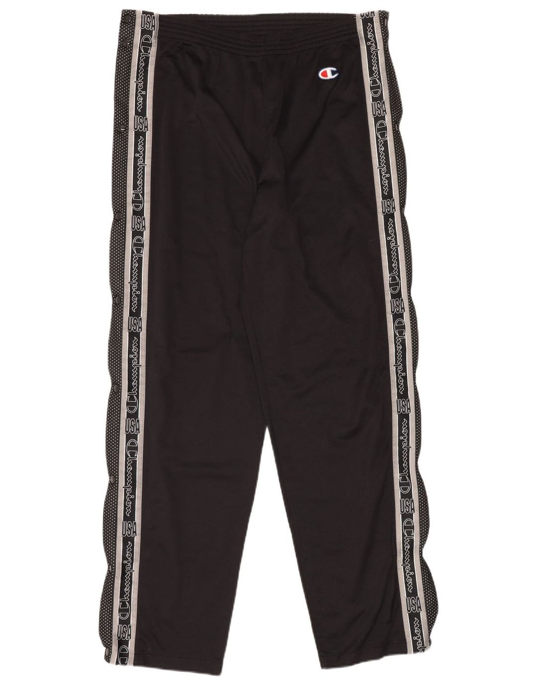 CHAMPION Mens Graphic Tracksuit Trousers XL  Black Polyester