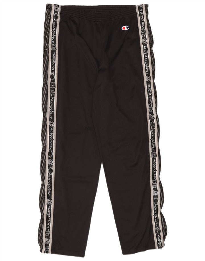 CHAMPION Mens Graphic Tracksuit Trousers XL  Black Polyester