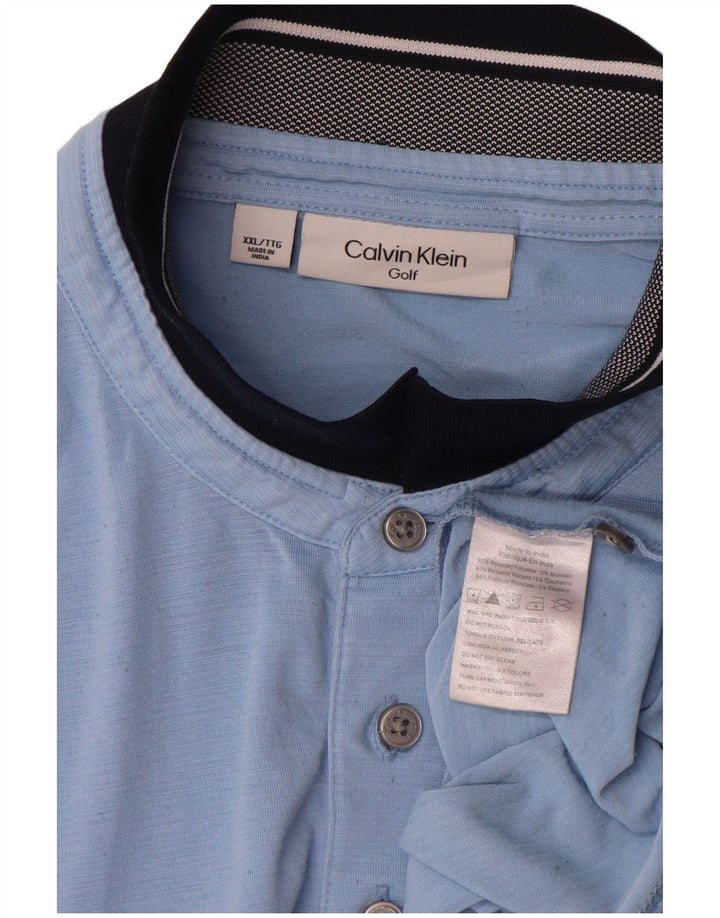 Calvin Klein Mens Polo Shirt 2XL Blue Polyester