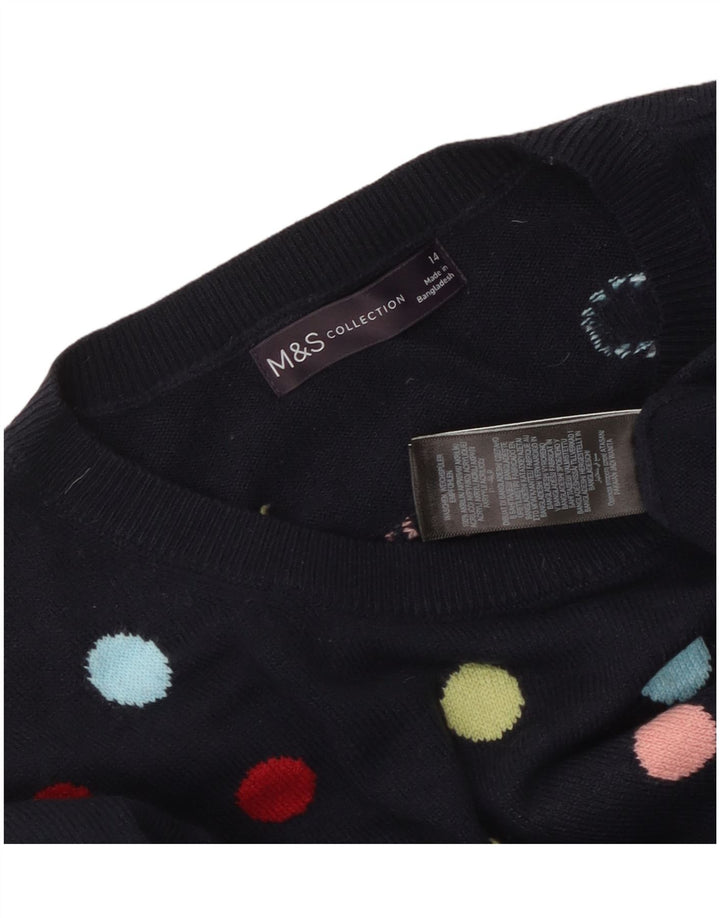 MARKS & SPENCER Womens Crew Neck Jumper Sweater UK 14 Medium Navy Blue