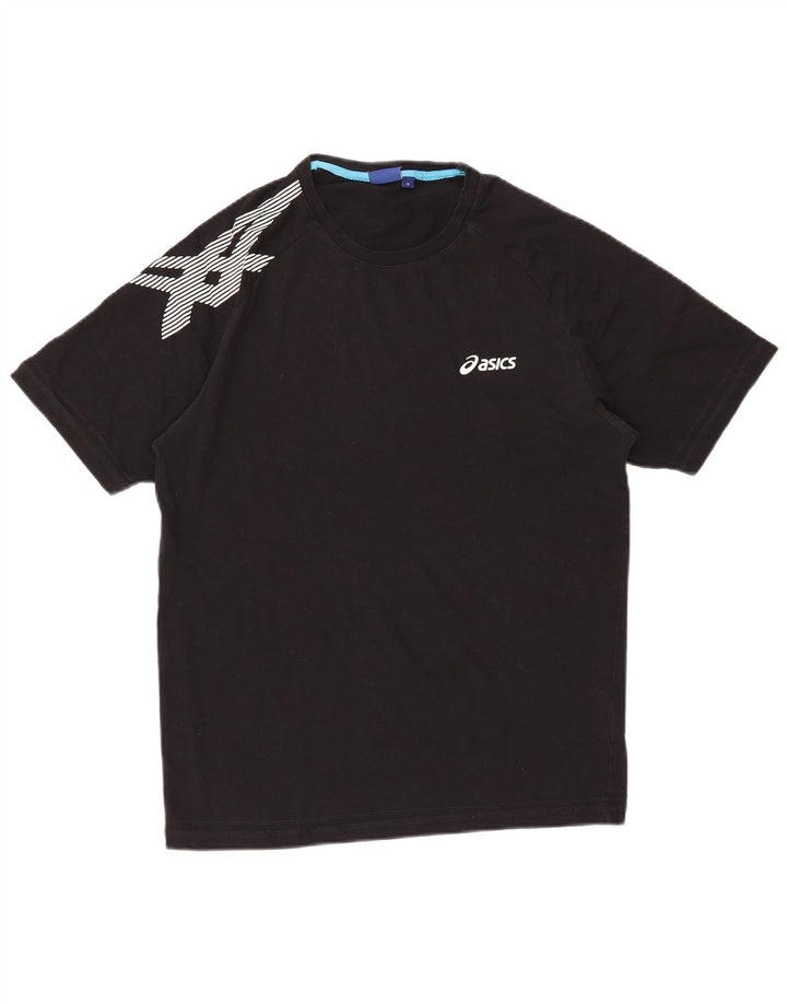 ASICS Mens Graphic T-Shirt Top Medium Black Cotton