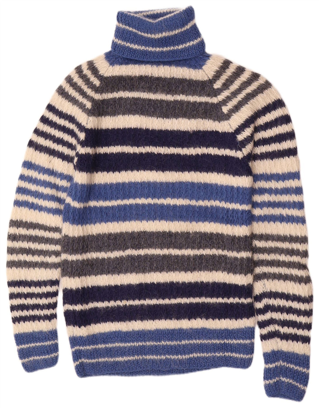 Vintage Womens Roll Neck Jumper Sweater UK 12 Medium Multicoloured Striped