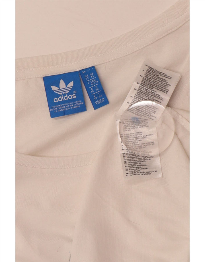 ADIDAS Womens Longline Graphic T-Shirt Top UK 22 XL White Cotton