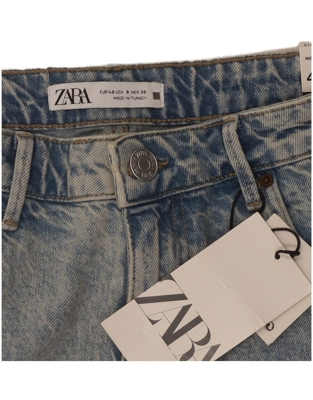 ZARA Womens Distressed Denim Shorts EU 40 Medium W30  Blue Cotton