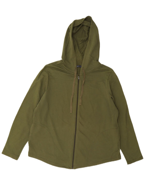 Marks & Spencer Womens Regular Fit Hoodie Jumper UK 16 Lagre Khaki Cotton