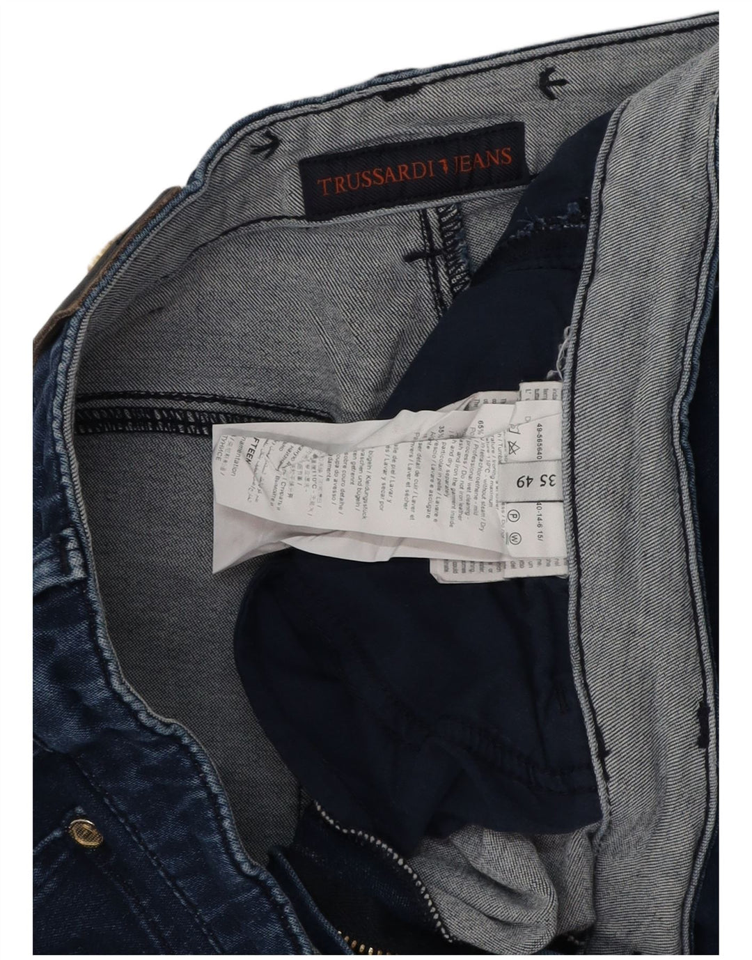 TRUSSARDI Womens Slim Jeans IT 49 XL W35 L32 Navy Blue Polyester